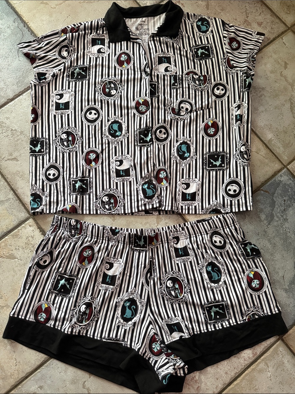 NWOT Disney The Nightmare Before Christmas Black & White Striped Shirt